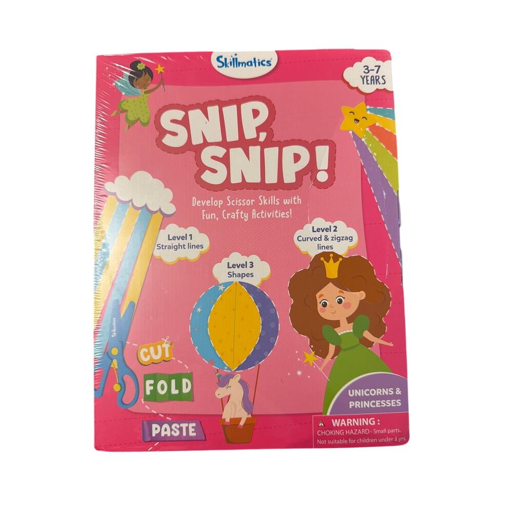 Skillmatics Scissor Skills Activity Book - Snip Snip Unicorns & Princesses New
